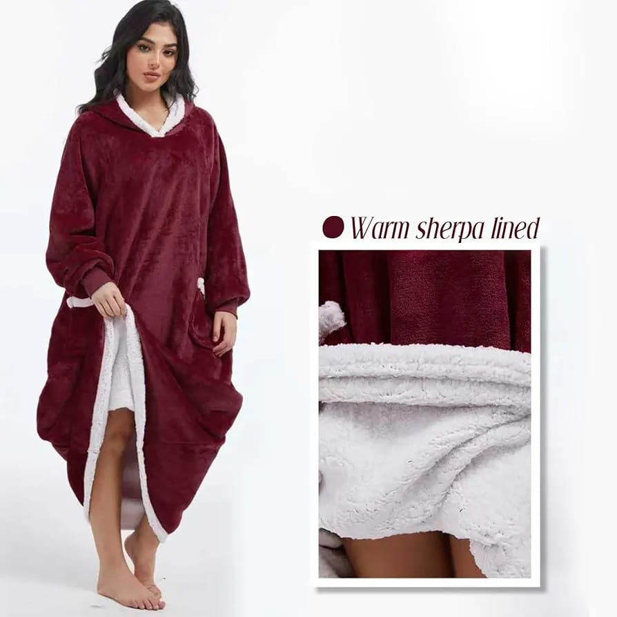 Women’s Oversized Hoodie Blanket Dress – Cozy Lounge Wear