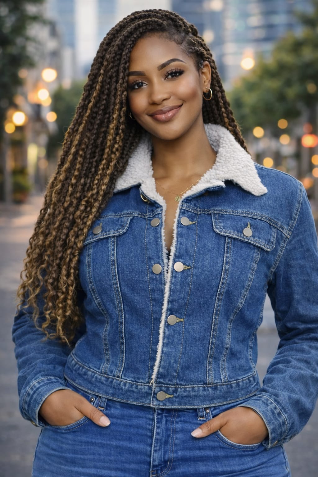 Women’s Sherpa Collar Denim Jacket – Warm Fleece Lined Jean Jacket