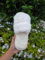 Ultra Soft Faux Fur Slide Slippers – Thick Strap Cozy Indoor Comfort Shoes