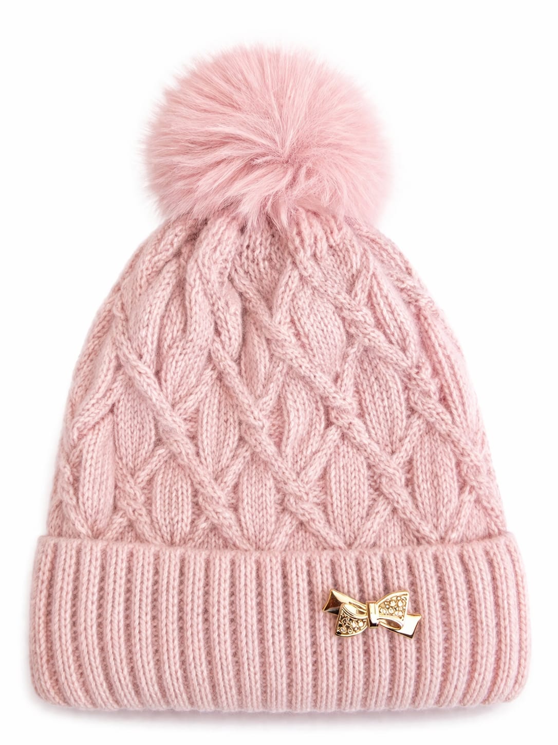 Women’s Cable Knit Pom Pom Beanie