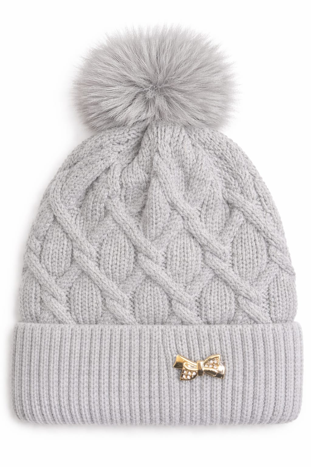 Women’s Cable Knit Pom Pom Beanie