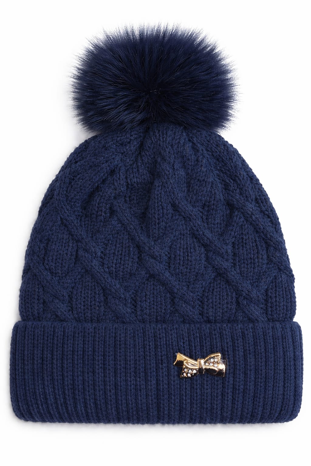 Women’s Cable Knit Pom Pom Beanie