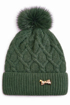 Women’s Cable Knit Pom Pom Beanie