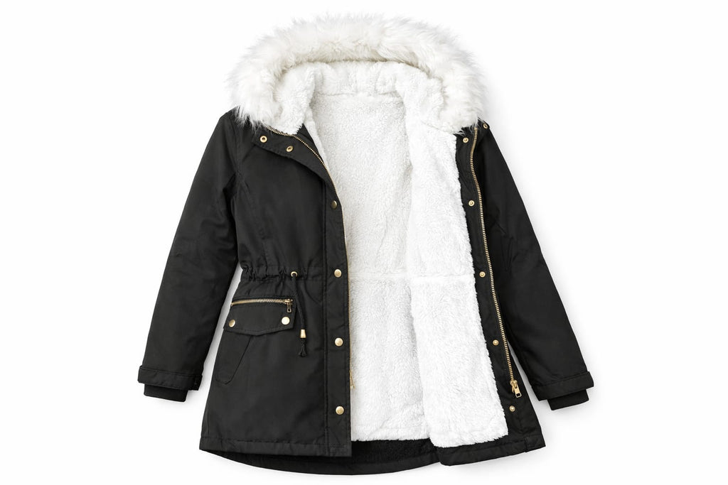 Fur Hooded Mid-Thigh Length Jacket