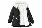 Fur Hooded Mid-Thigh Length Jacket