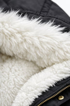 Fur Hooded Mid-Thigh Length Jacket