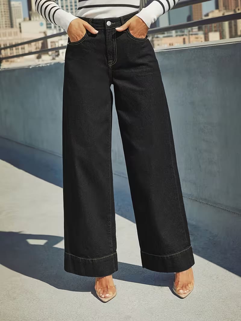 Women’s High Waist Wide Leg Black Jeans