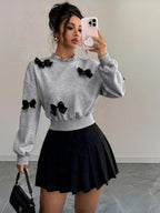 Cute Bow Detail Long Sleeve Sweater Top