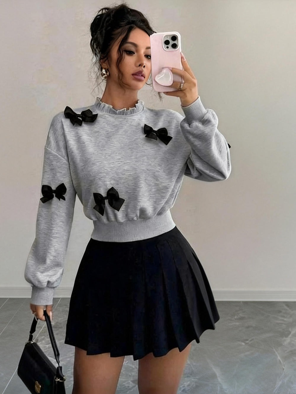 Cute Bow Detail Long Sleeve Sweater Top