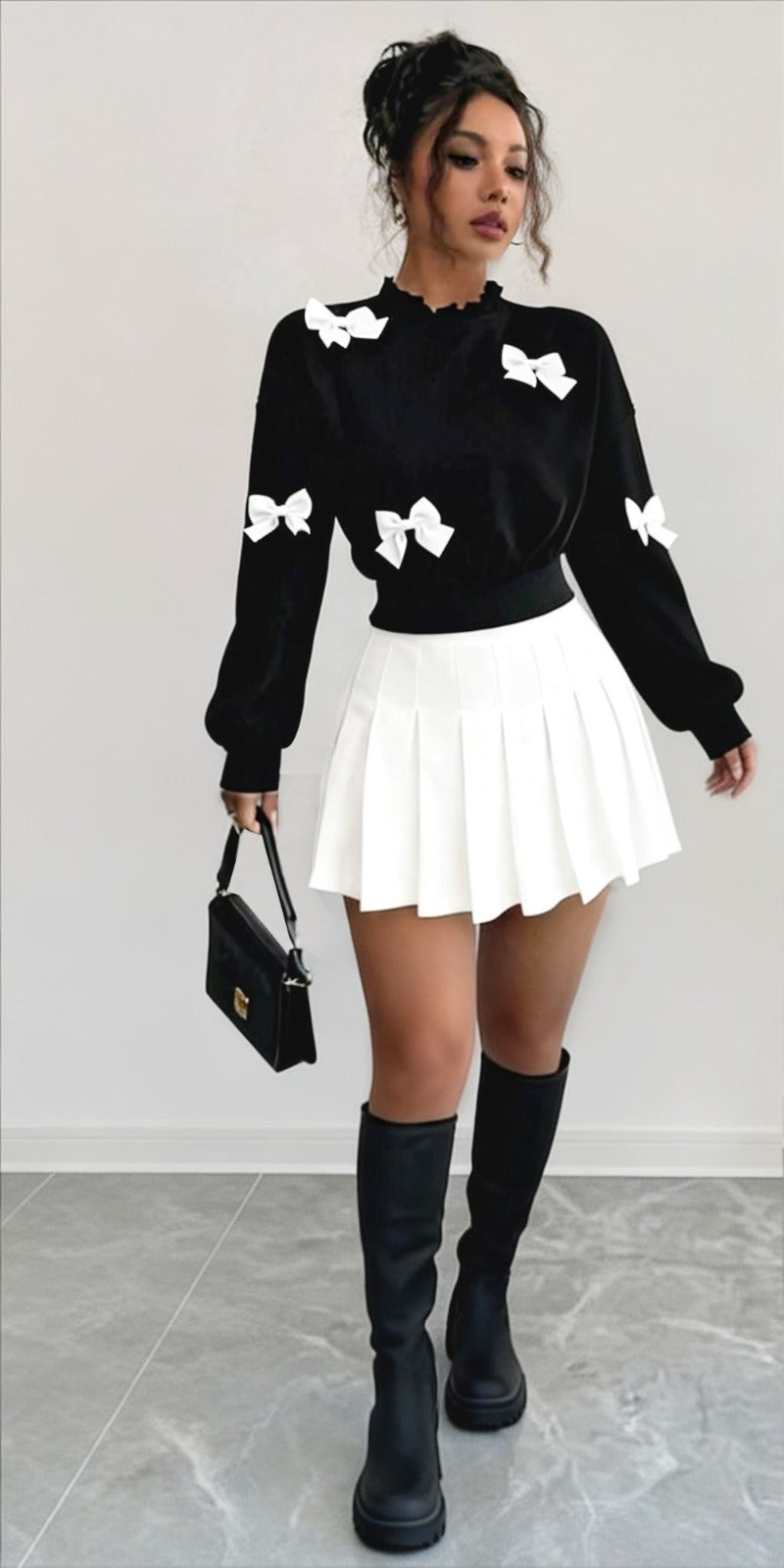 Cute Bow Detail Long Sleeve Sweater Top