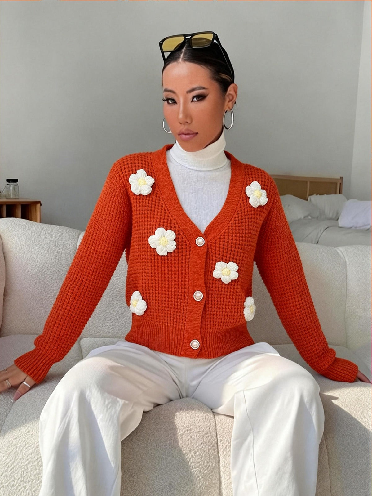 Floral Button Knit Cardigan