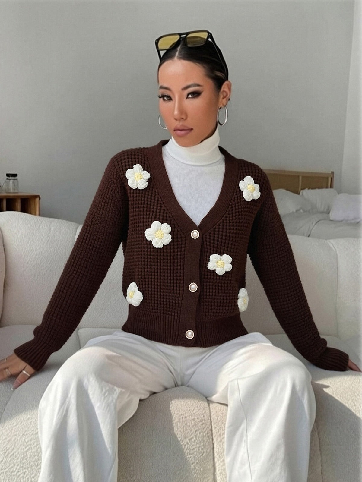 Floral Button Knit Cardigan