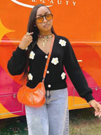 Floral Button Knit Cardigan
