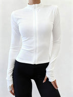 Slim Fit Zip-Up Long Sleeve Active Top