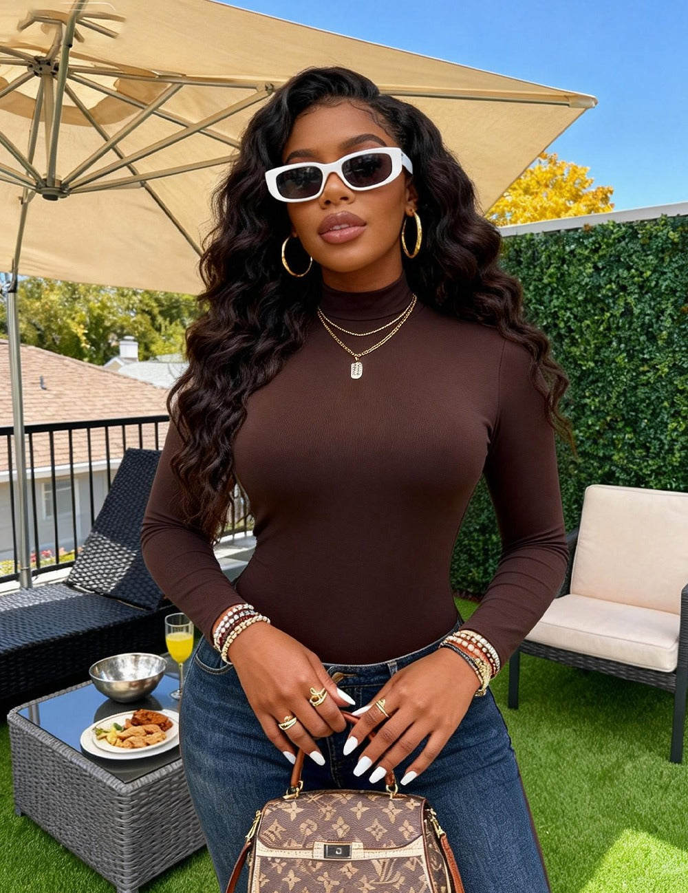 Women’s Fitted High Neck Long Sleeve Top
