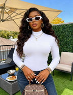 Women’s Fitted High Neck Long Sleeve Top
