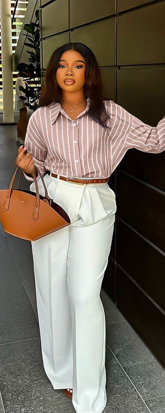 Women’s Oversized Striped Office Shirt