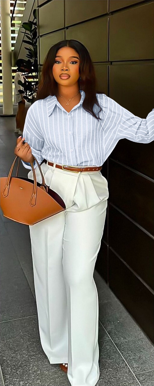 Women’s Oversized Striped Office Shirt