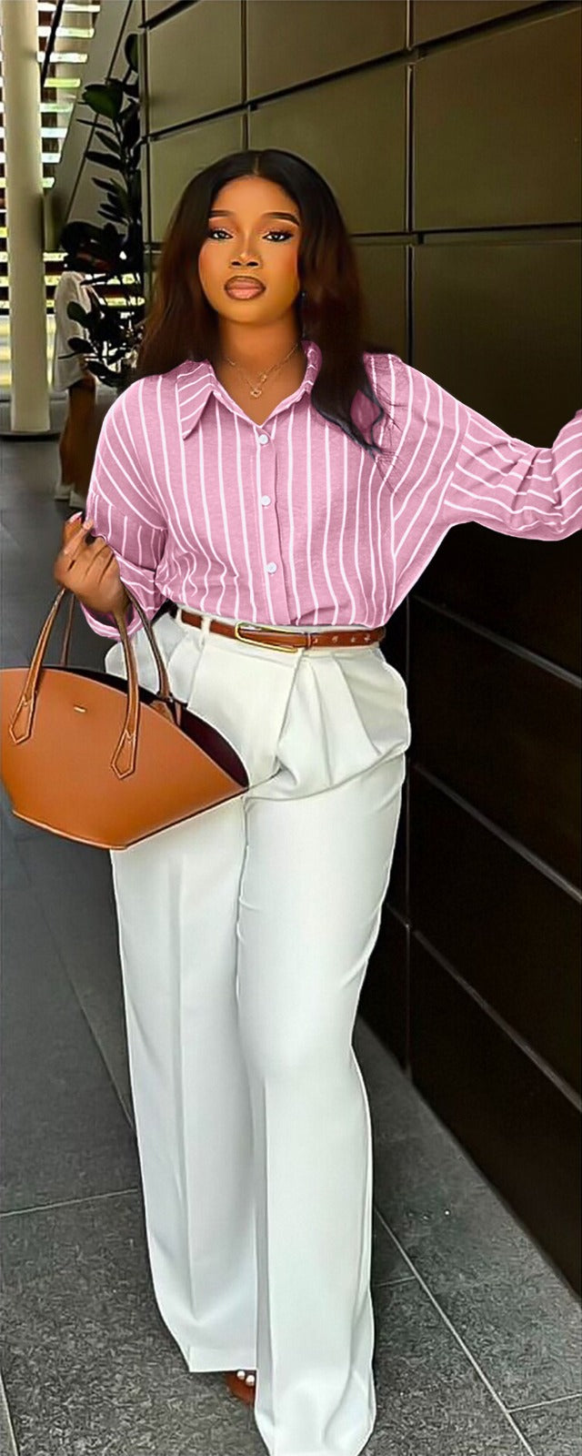 Women’s Oversized Striped Office Shirt