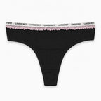 Women's Lace Trim Cotton Thong Panty 2PCs