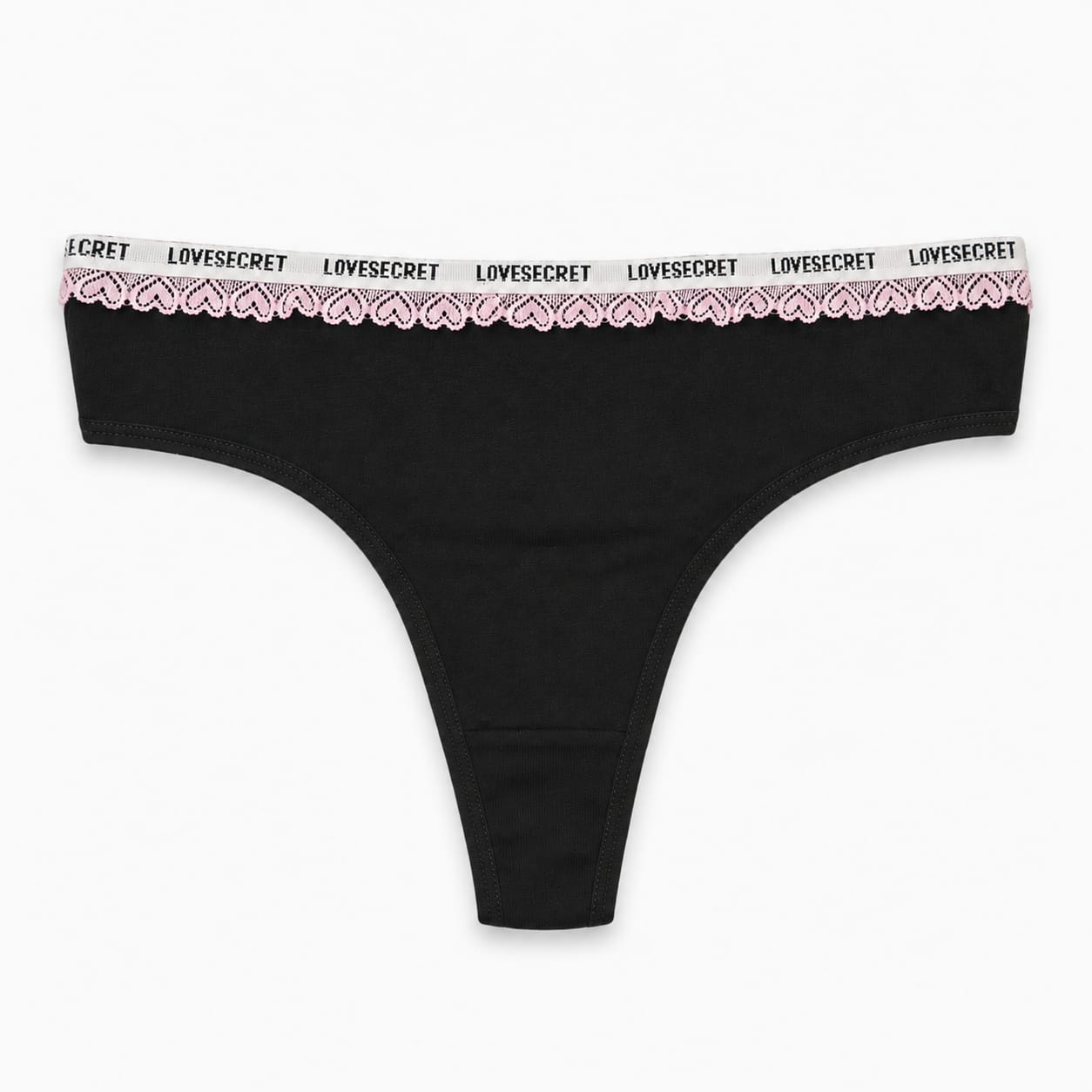 Women's Lace Trim Cotton Thong Panty 2PCs