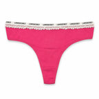 Women's Lace Trim Cotton Thong Panty 2PCs