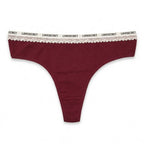 Women's Lace Trim Cotton Thong Panty 2PCs