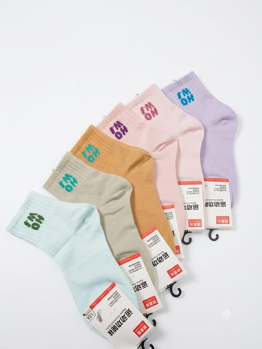 Colourful Simple Graphic Crew Socks 2PC