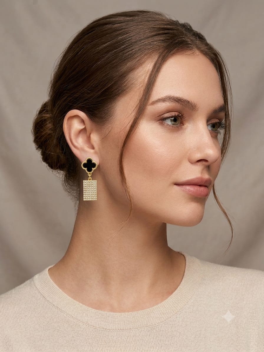 Minimalist Clover Dangle Earrings