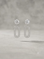 Elegant Oval Pave Drop Earrings
