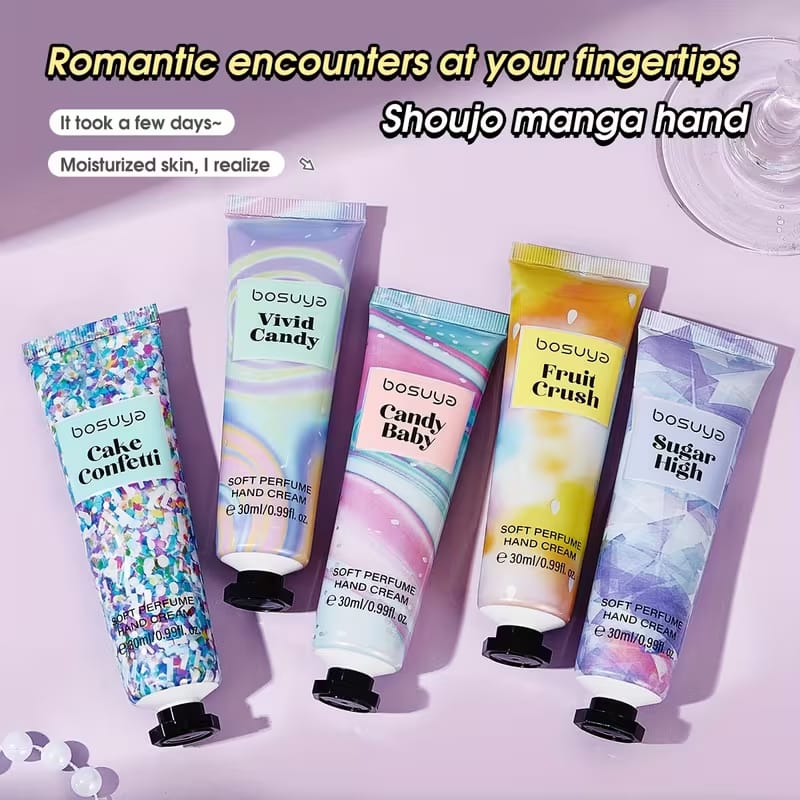 Bosuya Vivid Candy Perfumed Hand Cream 30ml - a set of 5 pieces