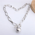 Women’s Chunky Chain Pearl Pendant Toggle Bracelet