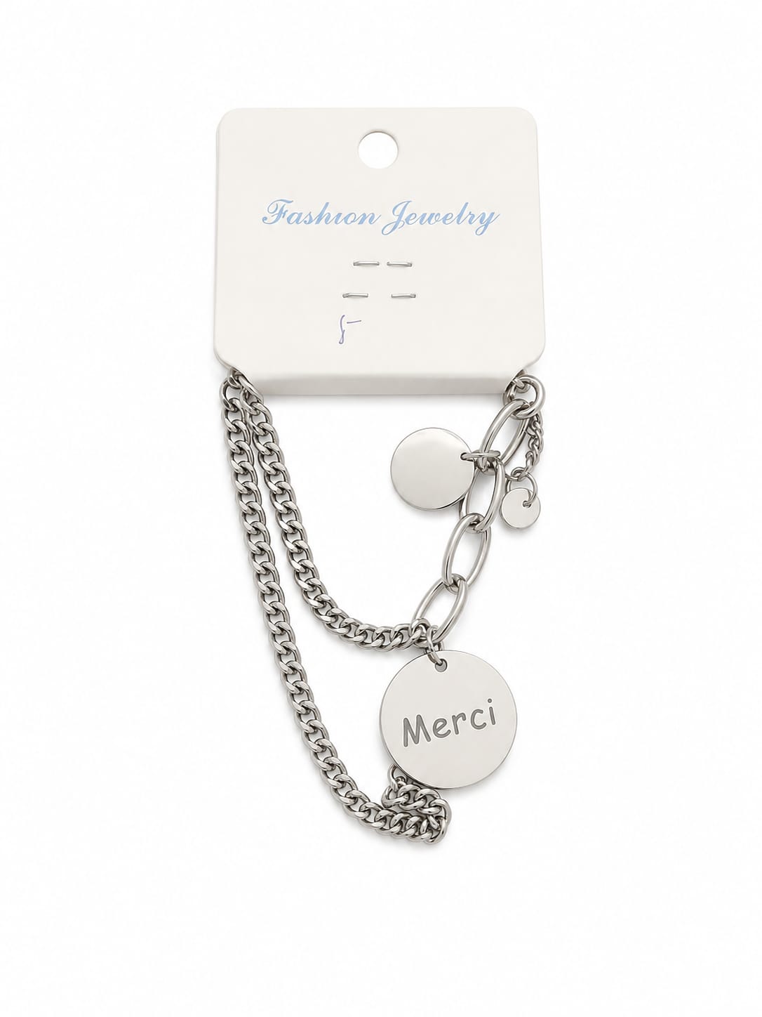 Women’s Layered Merci Disc Charm Chain Bracelet