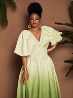 Women's Elegant Puff Sleeve Maxi Dress