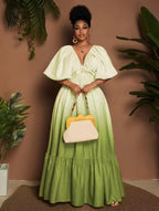 Women's Elegant Puff Sleeve Maxi Dress