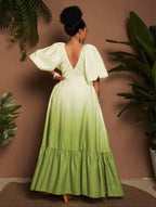 Women's Elegant Puff Sleeve Maxi Dress