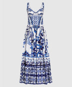 Women's Printed Sleeveless Tiered Maxi Dress