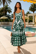 Women's Printed Sleeveless Tiered Maxi Dress