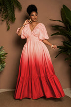Women's Elegant Puff Sleeve Maxi Dress