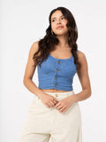 Button-Front Denim Bustier Top (img)