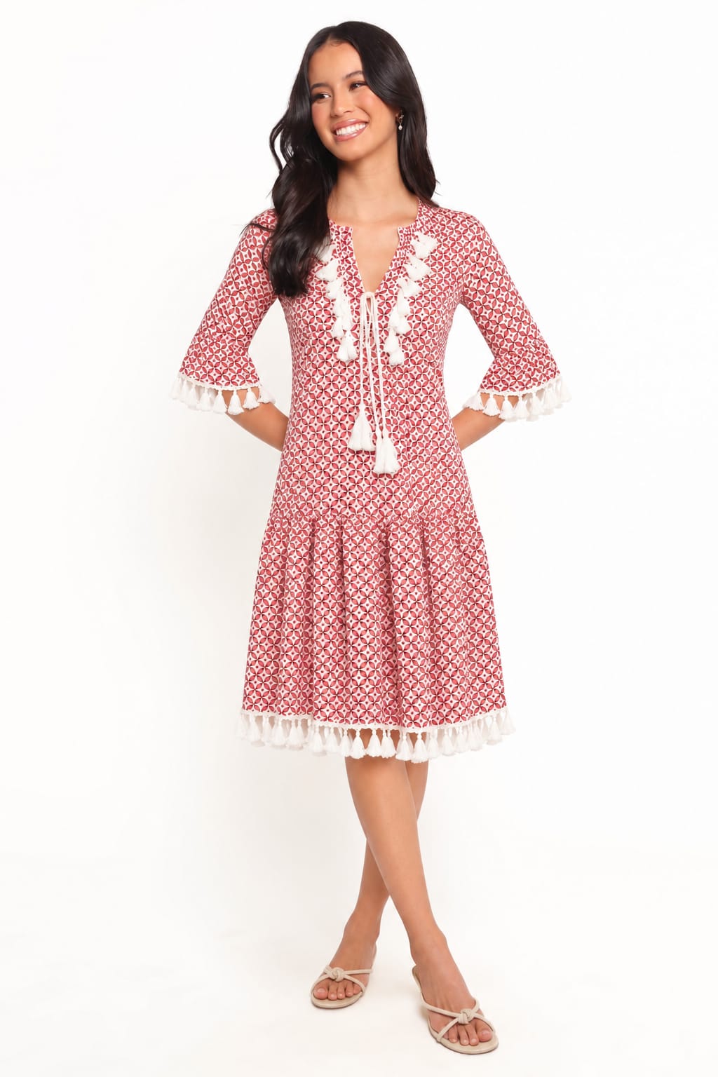 Tassel-Trim Geometric Mini Dress