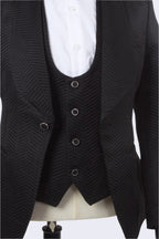 Exclusive Black Three-Piece Suit Set | Luxury Tailored Suits for Men