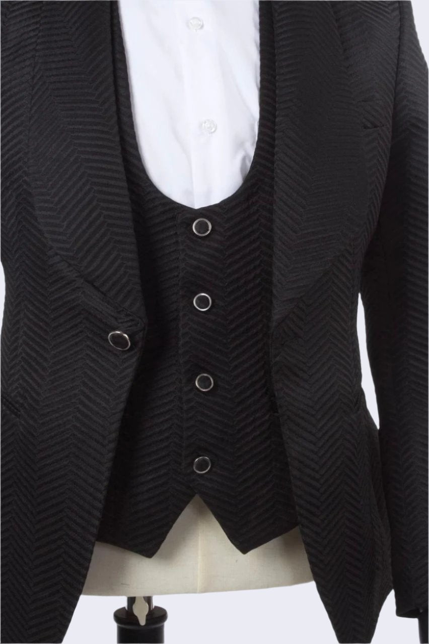 Exclusive Black Three-Piece Suit Set | Luxury Tailored Suits for Men