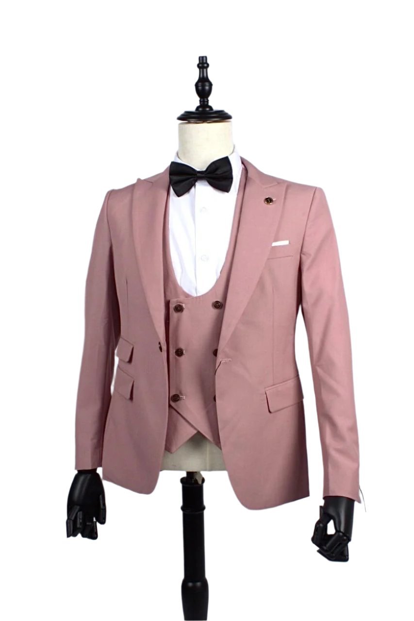 Rose Pink Three-Piece Suit | Stylish Men’s Formal Wear for Weddings & Special Events