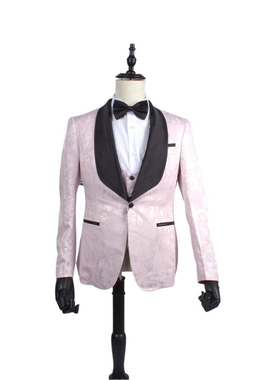 Elegant Pink Tuxedo 3pc Suit Set – Timeless Style with a Modern Touch