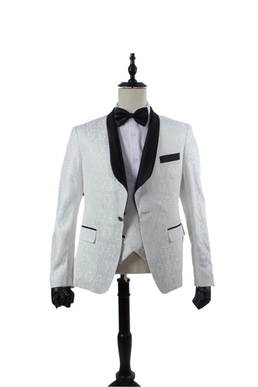 Luxurious Sequins Tuxedo Three-Piece Suit Set | Sophisticated Men's Attire