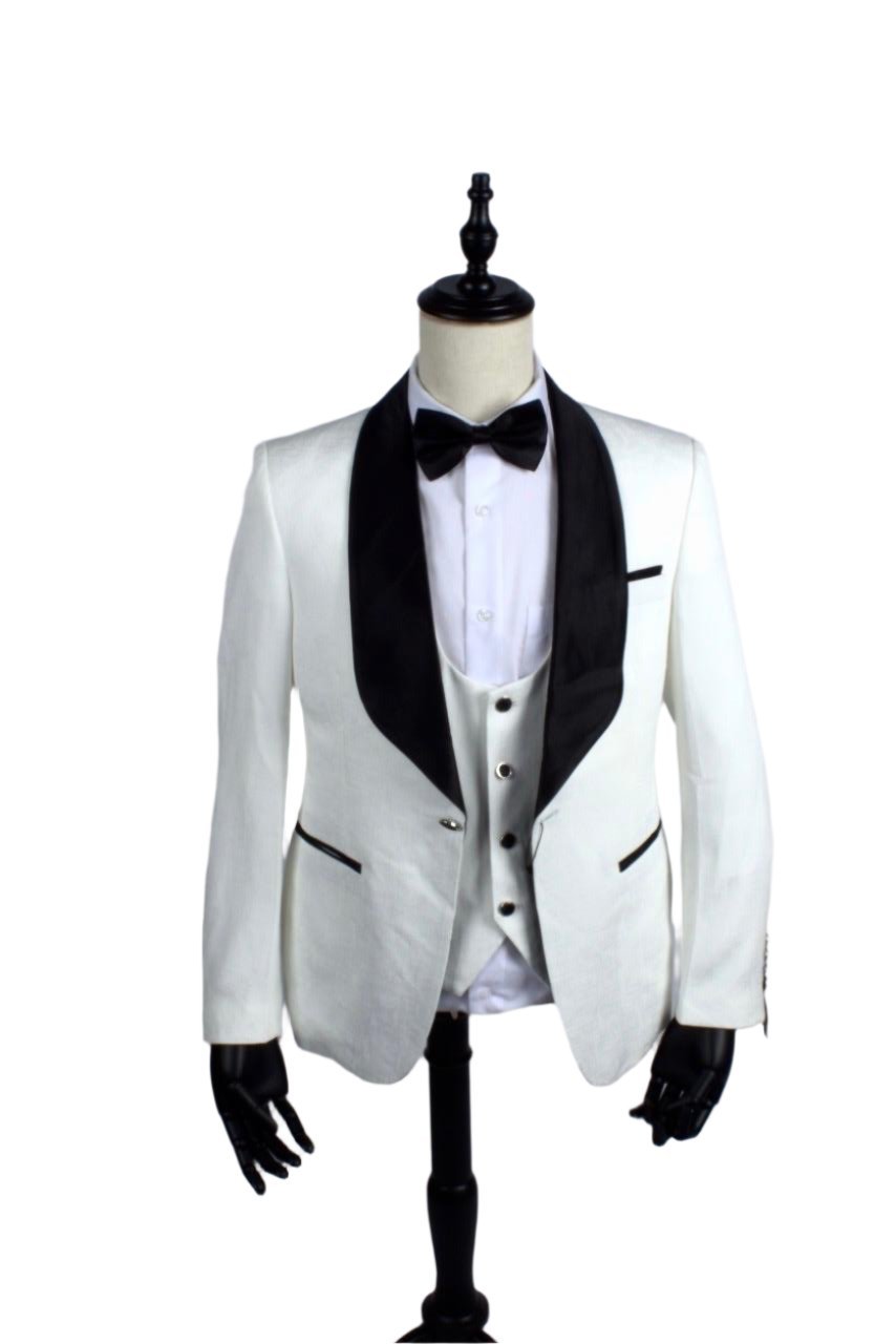 Elegant White Tuxedo 3Pcs Suit - Premium Men’s Formal Wear for Formal Events