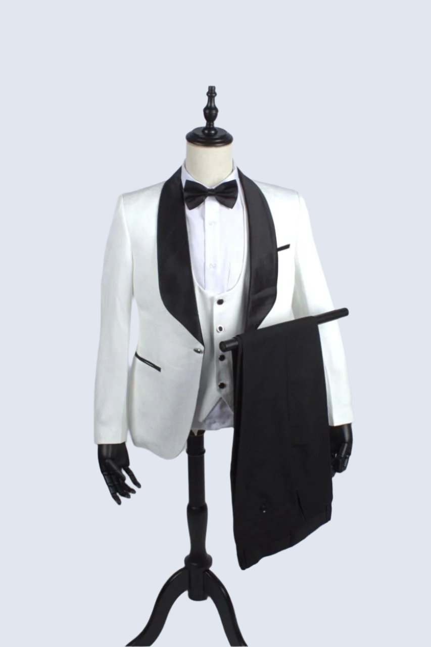 Elegant White Tuxedo 3Pcs Suit - Premium Men’s Formal Wear for Formal Events