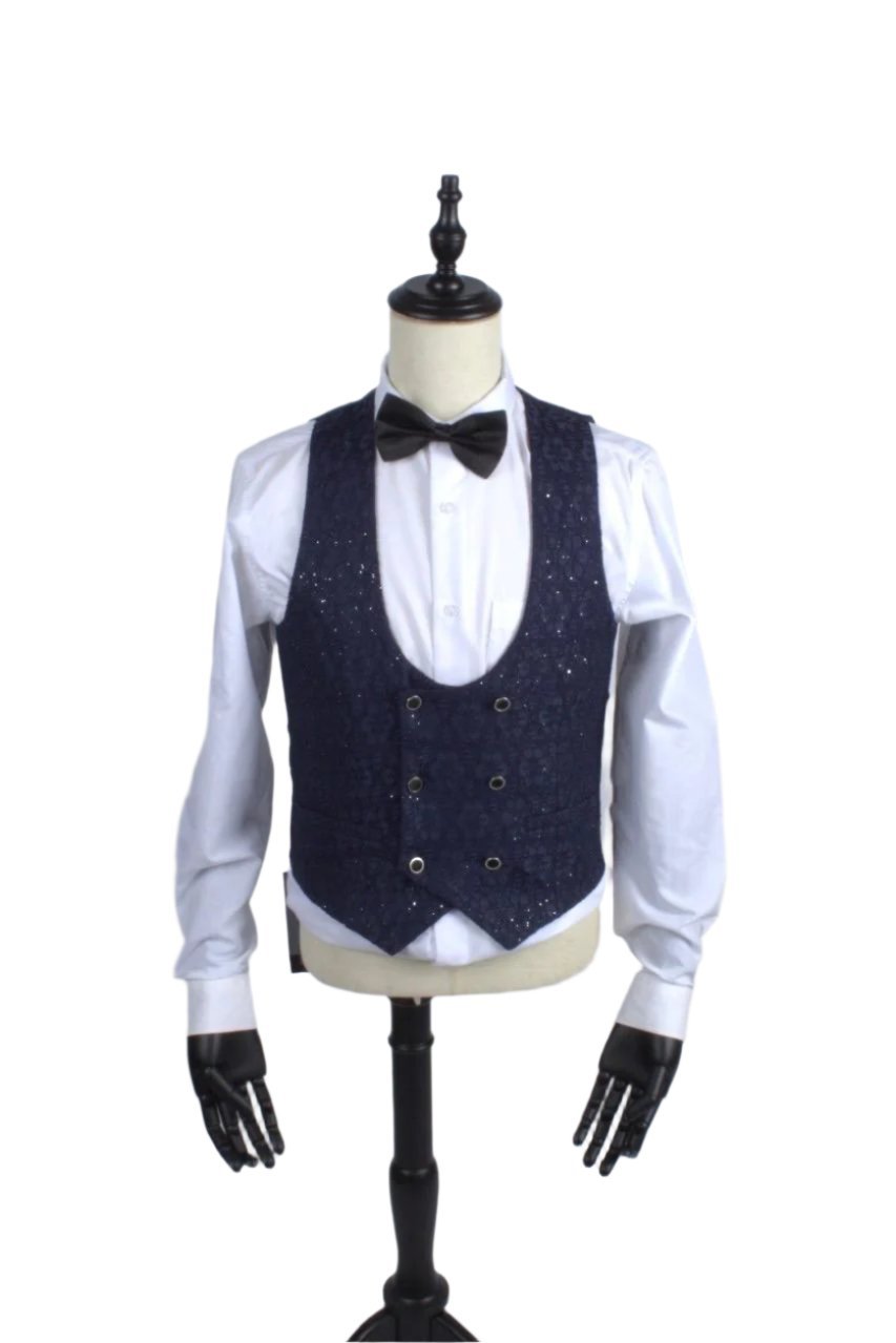 Luxurious Sequins Tuxedo Three-Piece Suit Set | Sophisticated Men's Attire