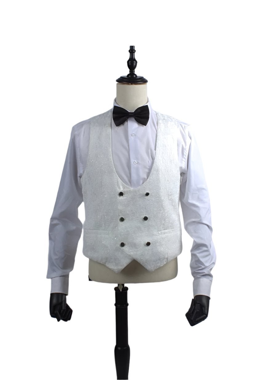 Luxurious Sequins Tuxedo Three-Piece Suit Set | Sophisticated Men's Attire